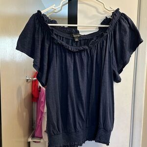 INC Indigo Blue On or Off Shoulder Blouse Large